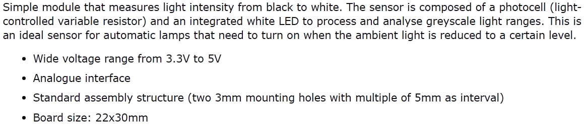 סנסור פיתוח DFROBOT ARDUINO ארדואינו DFR0022 GRAYSCALE SENSOR